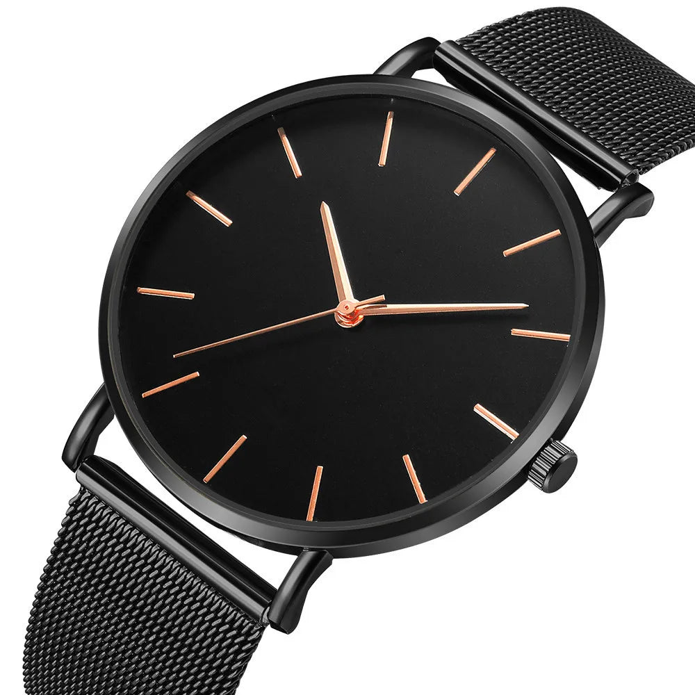 Men Fashion Ultra Thin Watches Simple Men Business Stainless Steel Mesh Belt Quartz Watch Casual Watch For Man Relogio Masculino