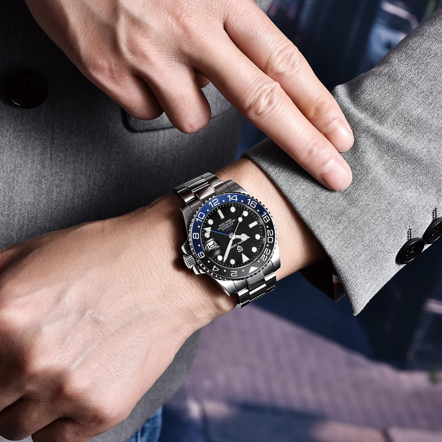 2024 New PAGANI DESIGN Luxury Men Mechanical Watches Stainless Steel GMT Watch Top Brand Sapphire Glass Men Watch reloj hombre