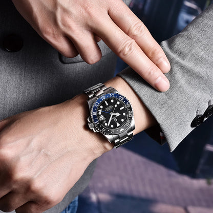 2024 New PAGANI DESIGN Luxury Men Mechanical Watches Stainless Steel GMT Watch Top Brand Sapphire Glass Men Watch reloj hombre