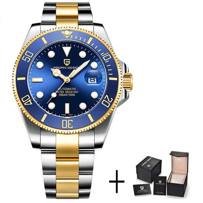 PAGANI DESIGN Luxury Sapphire Glass Men Automatic Watch 100m Waterproof Stainless Steel men mechanical wristwatches montre homme