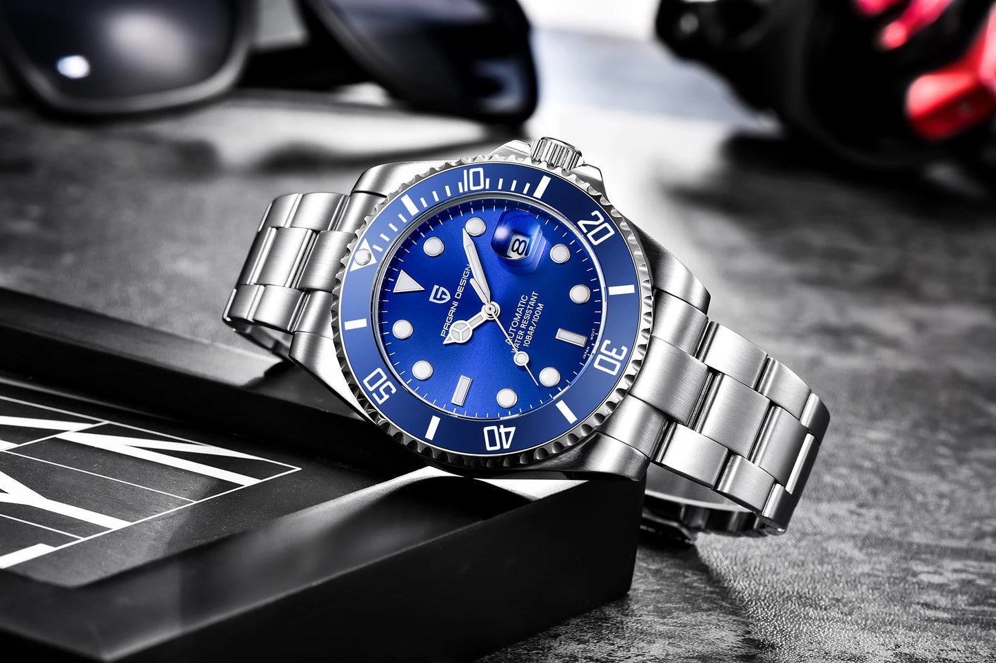 PAGANI DESIGN Luxury Sapphire Glass Men Automatic Watch 100m Waterproof Stainless Steel men mechanical wristwatches montre homme