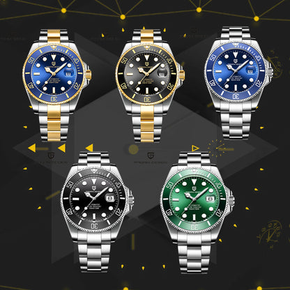 PAGANI DESIGN Luxury Sapphire Glass Men Automatic Watch 100m Waterproof Stainless Steel men mechanical wristwatches montre homme