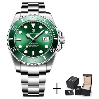 PAGANI DESIGN Luxury Sapphire Glass Men Automatic Watch 100m Waterproof Stainless Steel men mechanical wristwatches montre homme