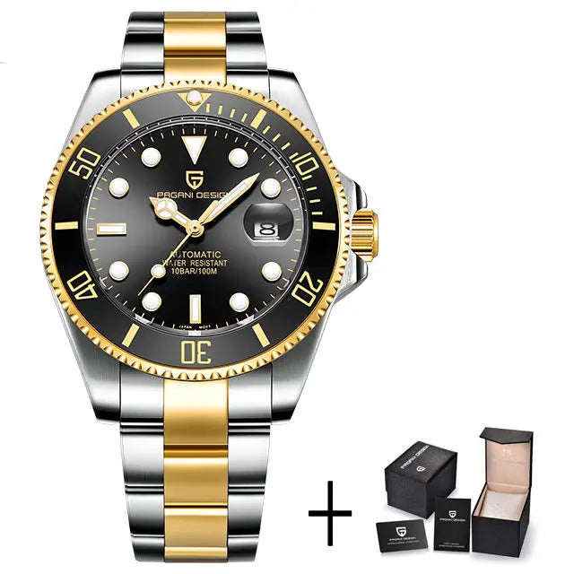 PAGANI DESIGN Luxury Sapphire Glass Men Automatic Watch 100m Waterproof Stainless Steel men mechanical wristwatches montre homme