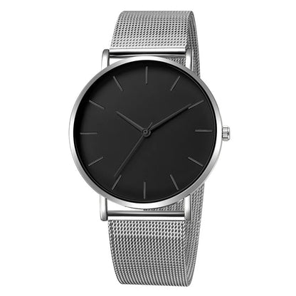 Men Fashion Ultra Thin Watches Simple Men Business Stainless Steel Mesh Belt Quartz Watch Casual Watch For Man Relogio Masculino