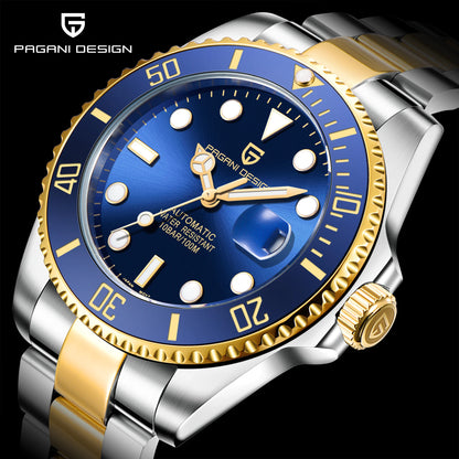 PAGANI DESIGN Luxury Sapphire Glass Men Automatic Watch 100m Waterproof Stainless Steel men mechanical wristwatches montre homme