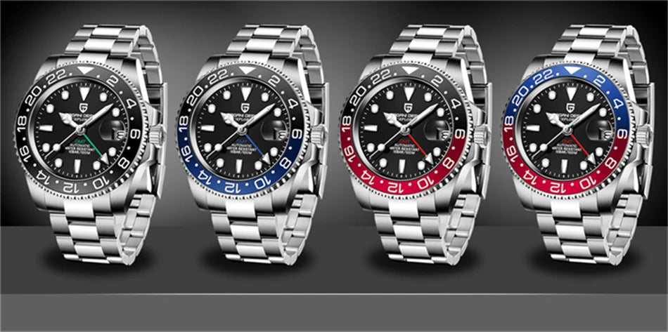 2024 New PAGANI DESIGN Luxury Men Mechanical Watches Stainless Steel GMT Watch Top Brand Sapphire Glass Men Watch reloj hombre