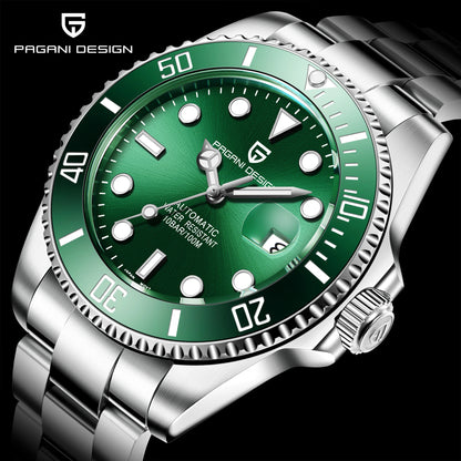 PAGANI DESIGN Luxury Sapphire Glass Men Automatic Watch 100m Waterproof Stainless Steel men mechanical wristwatches montre homme