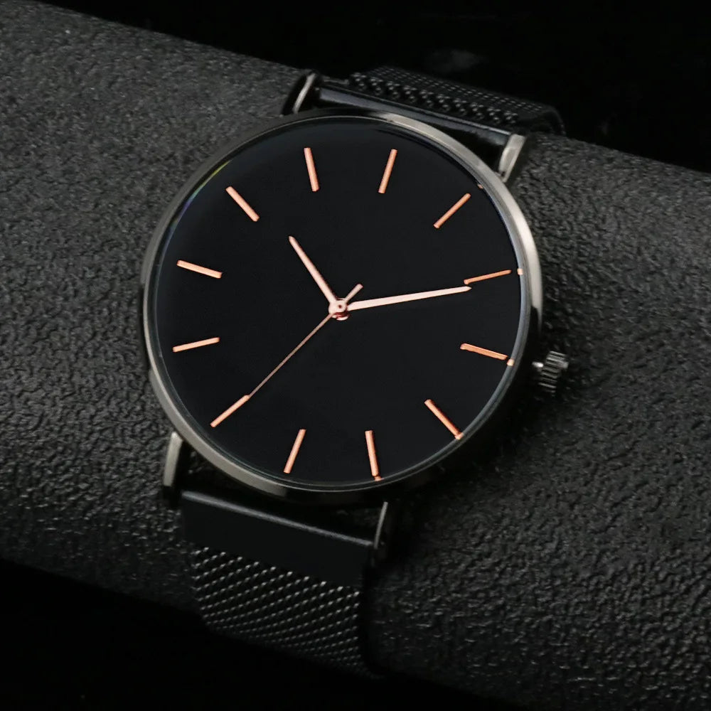 Men Fashion Ultra Thin Watches Simple Men Business Stainless Steel Mesh Belt Quartz Watch Casual Watch For Man Relogio Masculino