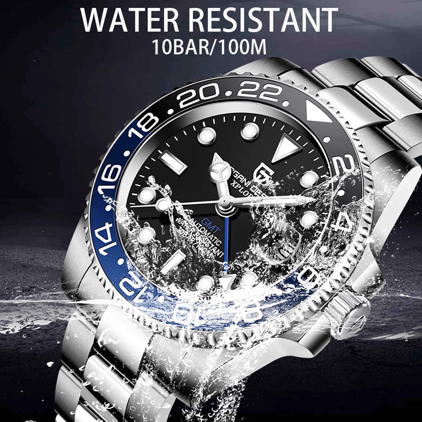 2024 New PAGANI DESIGN Luxury Men Mechanical Watches Stainless Steel GMT Watch Top Brand Sapphire Glass Men Watch reloj hombre