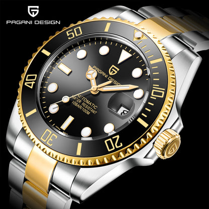 PAGANI DESIGN Luxury Sapphire Glass Men Automatic Watch 100m Waterproof Stainless Steel men mechanical wristwatches montre homme