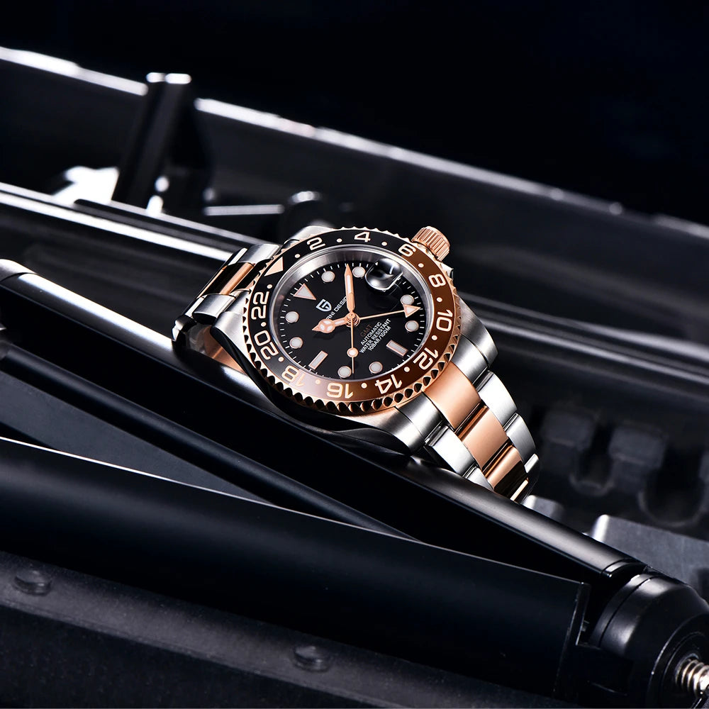 2024 New PAGANI DESIGN Luxury Men Mechanical Watches Stainless Steel GMT Watch Top Brand Sapphire Glass Men Watch reloj hombre