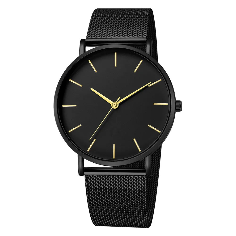 Men Fashion Ultra Thin Watches Simple Men Business Stainless Steel Mesh Belt Quartz Watch Casual Watch For Man Relogio Masculino