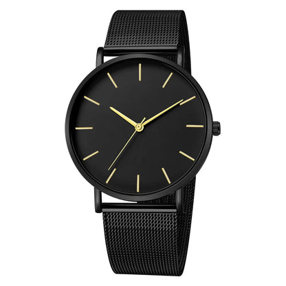 Men Fashion Ultra Thin Watches Simple Men Business Stainless Steel Mesh Belt Quartz Watch Casual Watch For Man Relogio Masculino