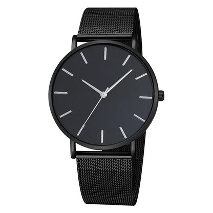 Men Fashion Ultra Thin Watches Simple Men Business Stainless Steel Mesh Belt Quartz Watch Casual Watch For Man Relogio Masculino