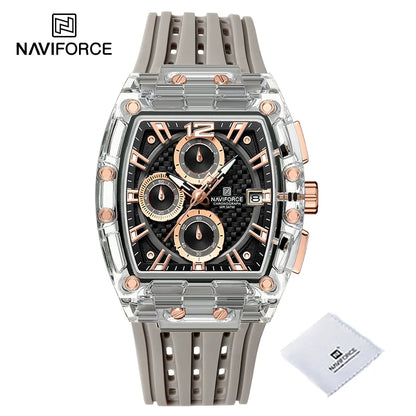 New NAVIFORCE Men's Quartz Multifunction Watches Fashion Sports Chronograph 5ATM Waterproof Silicone Band Casual Man Wrist Watch