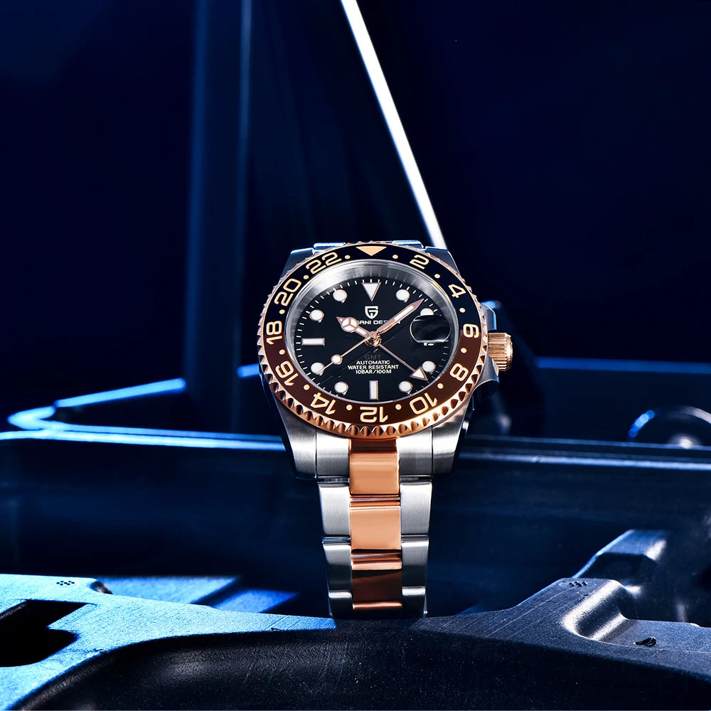 2024 New PAGANI DESIGN Luxury Men Mechanical Watches Stainless Steel GMT Watch Top Brand Sapphire Glass Men Watch reloj hombre