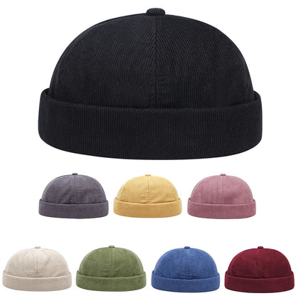 Spring And Summer New Casual Landlord Hat Street Melon Skin Tide Hats Without Brim Retro Hip Hop Cap Men And Women Universal Cap