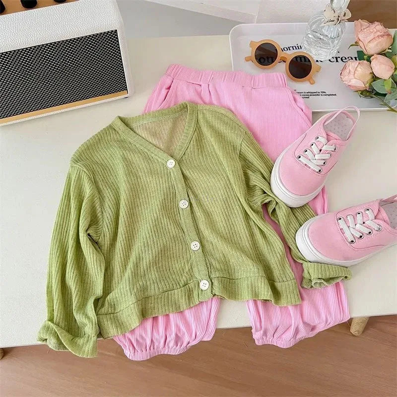 Girls Summer Thin Cardigan Jacket Breathable Outdoor Children Sun Protection Suit Coats Solid Baby Kids Air-conditioned Clothing