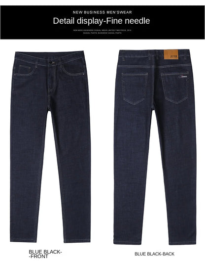 New Thin Denim Jeans Men's Blue Straight Stretch Cotton Pants High Quality Business Casual Lightweight Pants Summer Autumn