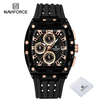 New NAVIFORCE Men's Quartz Multifunction Watches Fashion Sports Chronograph 5ATM Waterproof Silicone Band Casual Man Wrist Watch