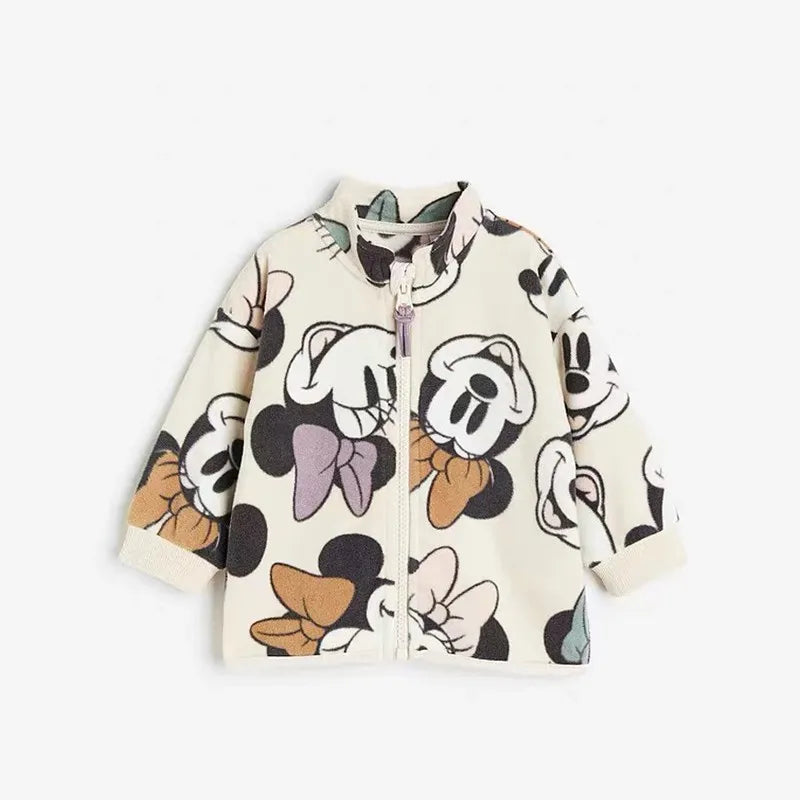 Boys Mickey Mouse Jacket Cartoon Fashion Casual Long Sleeve Tops Outerwear Toddler Autumn Wear Baby Print Cute Plush Coats
