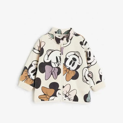 Boys Mickey Mouse Jacket Cartoon Fashion Casual Long Sleeve Tops Outerwear Toddler Autumn Wear Baby Print Cute Plush Coats