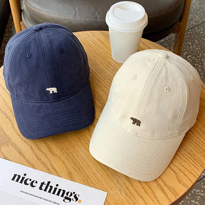 Korean Women Men Baseball Cap Embroidered Solid Color Snapback Hat Unisex Outdoor Sun Hat Cotton Visors