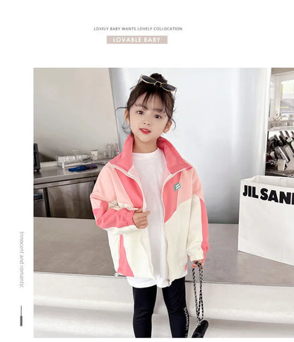 Spring Autumn Girls Coat Long Style Adjustable Waist Design Hooded Sweatshirt For Kdis Children Outdoor Windbreaker Outerwear